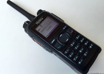 Hytera PD782 UHF DMR handheld showing colour LCD display and keypad