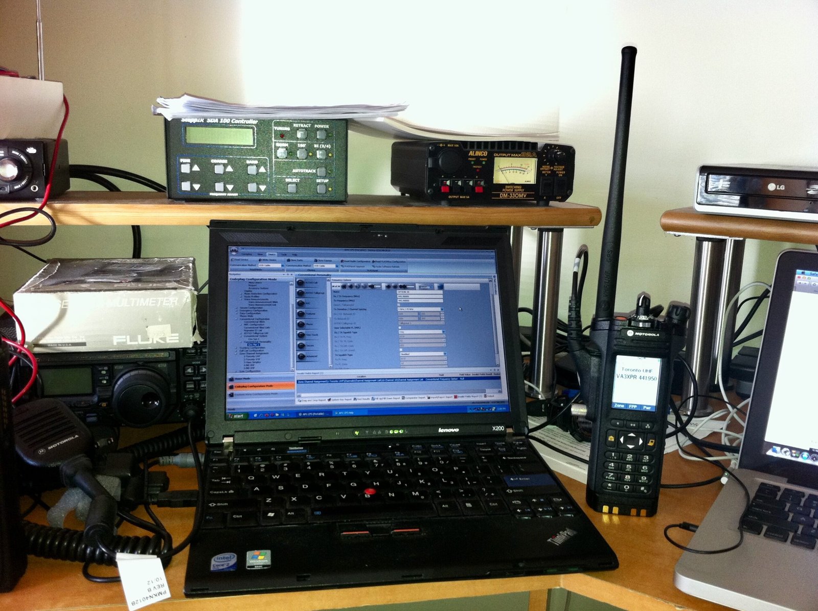 DMR for Beginners - handheld digital ham radio being programmed on a laptop using Customer Programming Software (CPS)