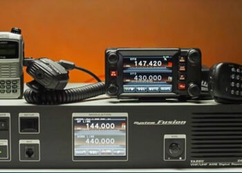 Fusion for Beginners - Yaesu System Fusion radios including FT-70DR handheld, FTM-300DR mobile, and DR-1 repeater.