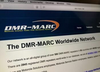 Screenshot of the DMR-MARC website showing the Motorola Amateur Radio Club Worldwide Network homepage.